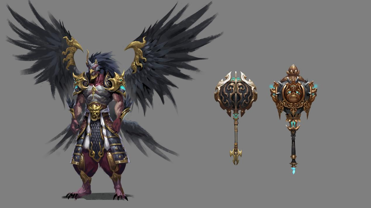 「金翅大鹏雕」降于在雪山顶,金身修六丈。 「金翅大鹏雕」降于在雪山顶,金身修六丈。